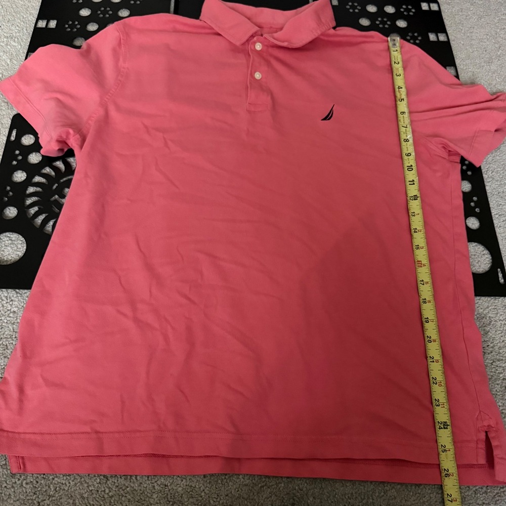 Nautica Mens XL Coral Pink Short Sleeve Cotton Polo Shirt J-Class Logo - Picture 6 of 8